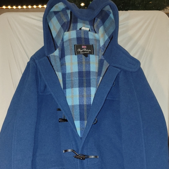 Classic Men's Blue Hooded Trench Coat
